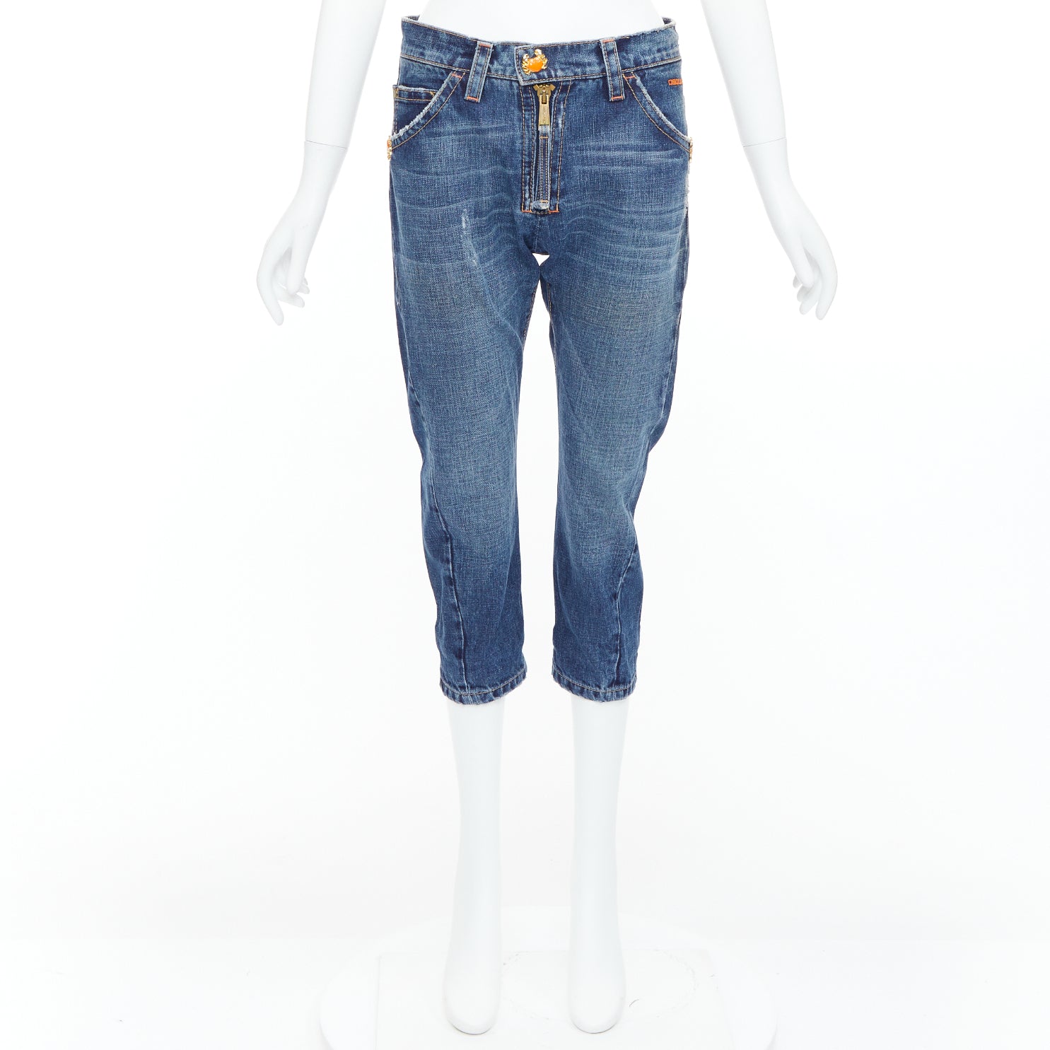 Dsquared2 Orange Cropped Jeans - Image 11