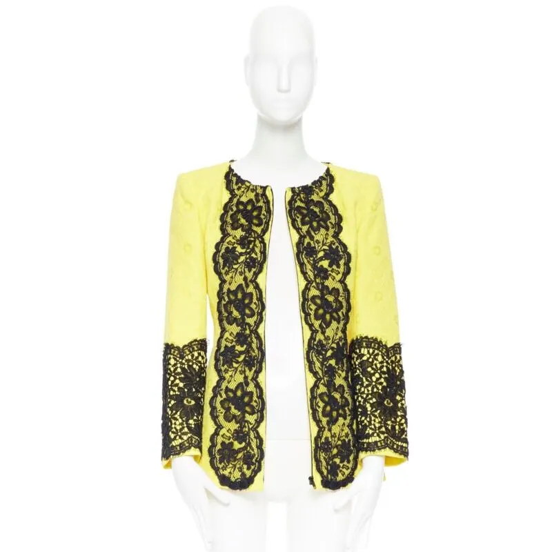 Christian Lacroix Floral Jacquard Jacket Yellow Cotton Very good - Inside View