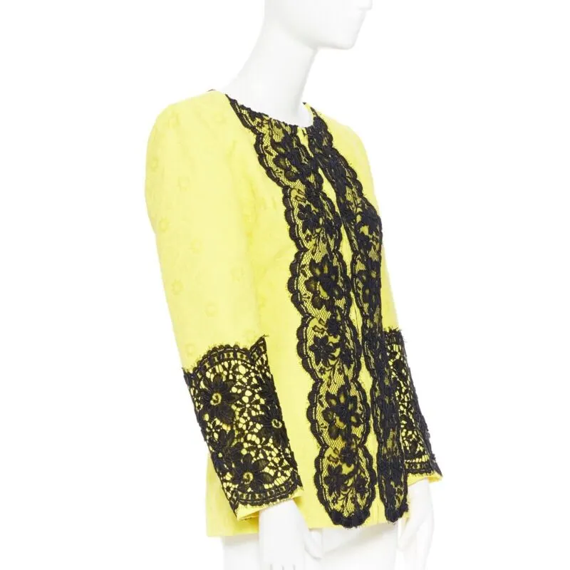 Christian Lacroix Floral Jacquard Jacket Yellow Cotton Very good - Model View