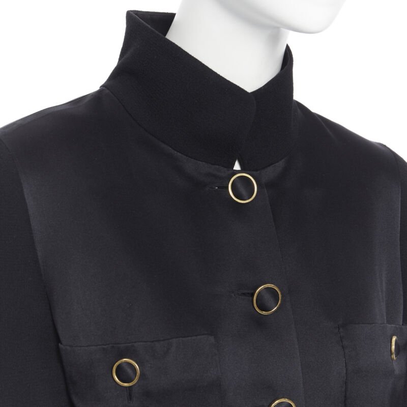 Chanel Black Silk Satin Jacket - Back view