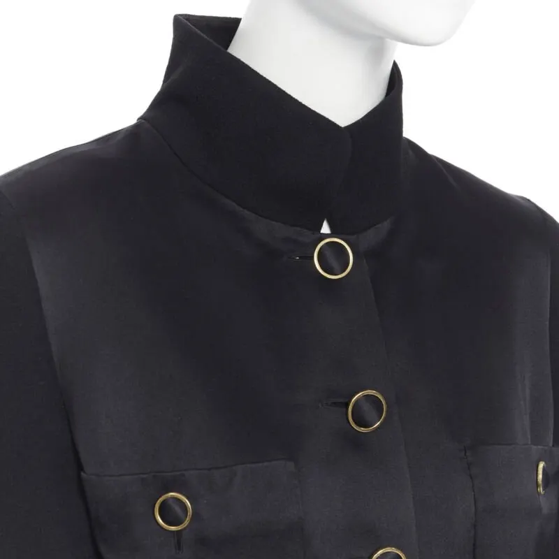 Chanel Black Silk Satin Jacket Black Polyester Very good - Back View
