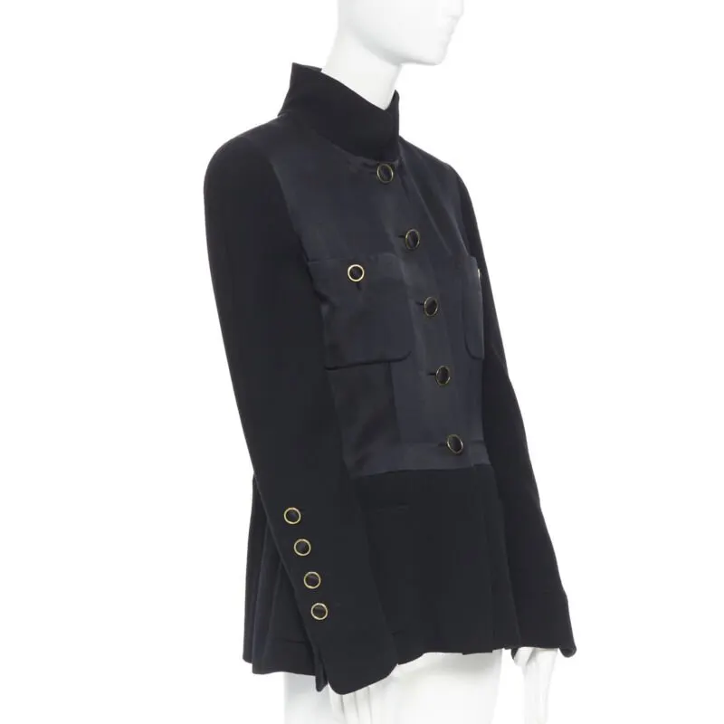 Chanel Black Silk Satin Jacket Black Polyester Very good - Inside View