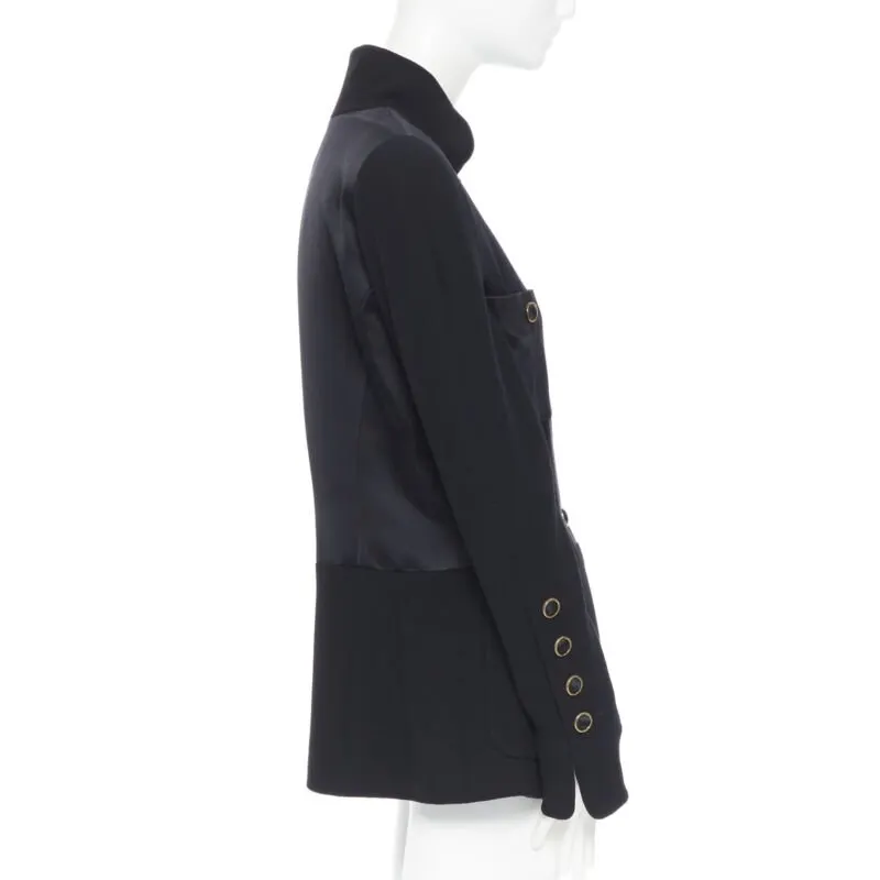 Chanel Black Silk Satin Jacket Black Polyester Very good - Model View