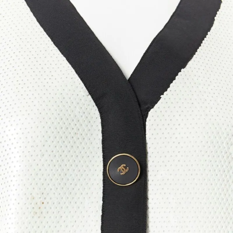 Chanel Sequin Trim Jacket White Polyester Good - Back View
