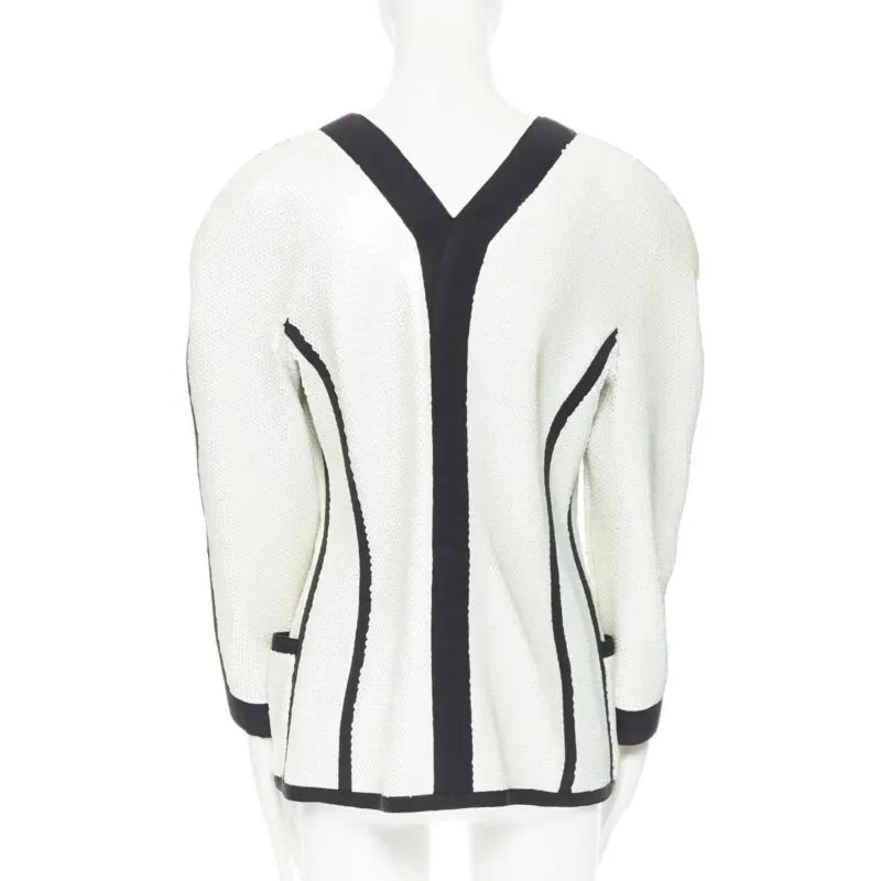 Chanel Sequin Trim Jacket White Polyester Good - Box View