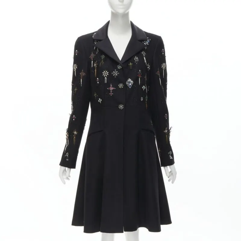 Chanel Black Punk Cashmere Coat Black Wool Never worn - Front View