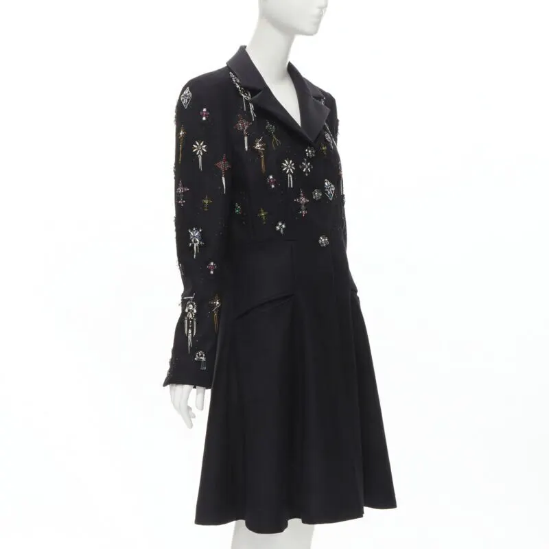 Chanel Black Punk Cashmere Coat Black Wool Never worn - Inside View