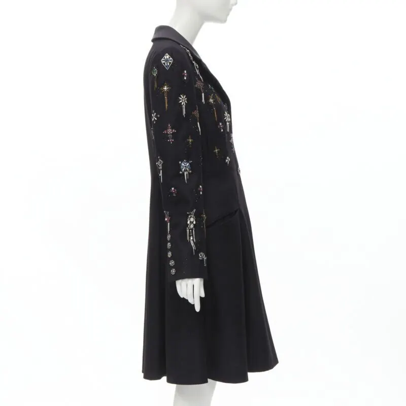 Chanel Black Punk Cashmere Coat Black Wool Never worn - Model View