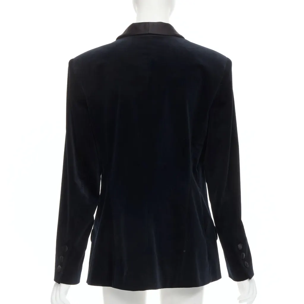 Chanel Velvet Tuxedo Blazer Navy Velvet Never worn - Box View