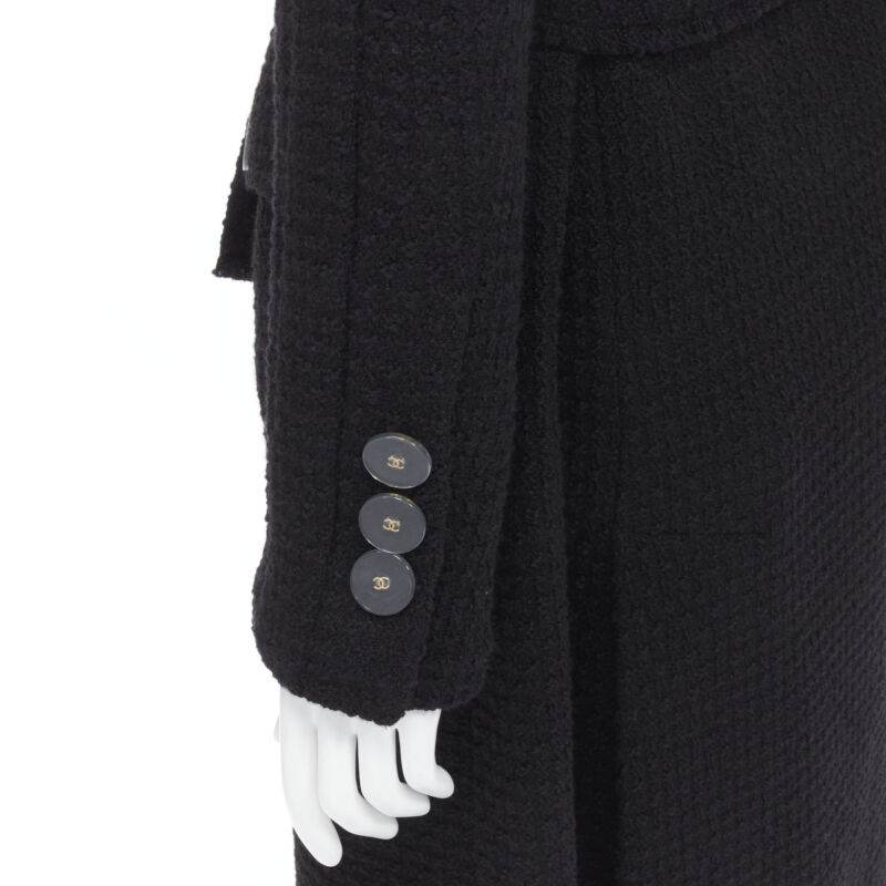 Chanel Black Tweed Belted Coat - Image 12