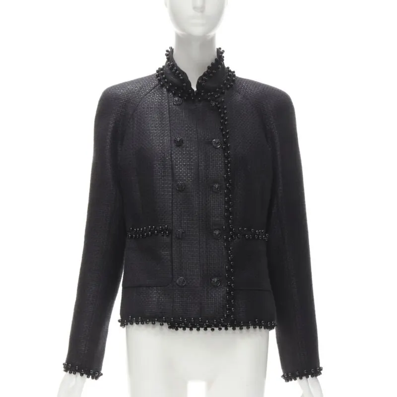 Chanel Lacquered Tweed Lion Jacket Black Polyester Never worn - Front View