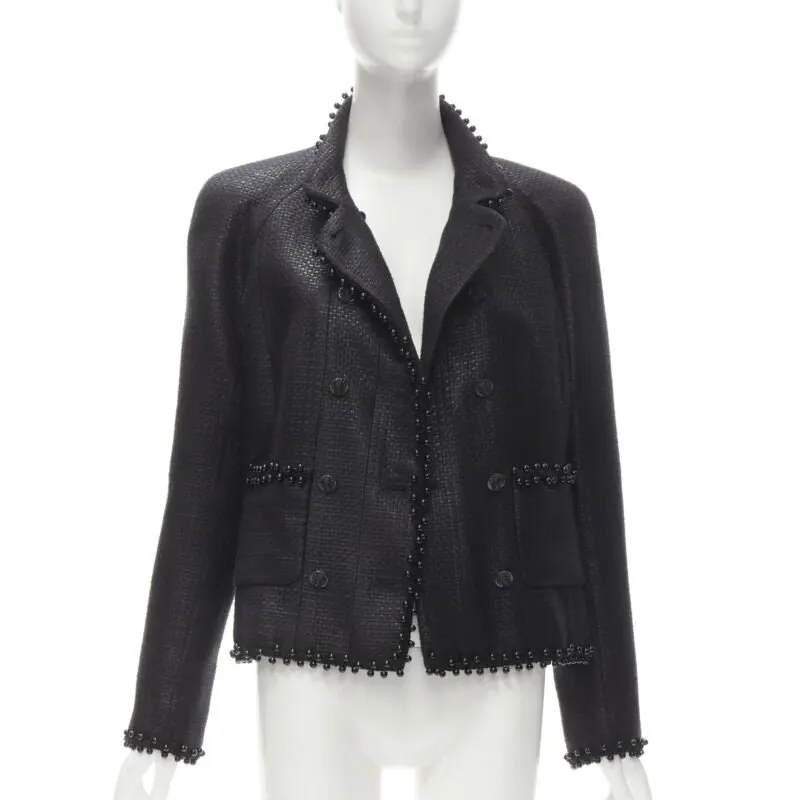 Chanel Lacquered Tweed Lion Jacket Black Polyester Never worn - Inside View