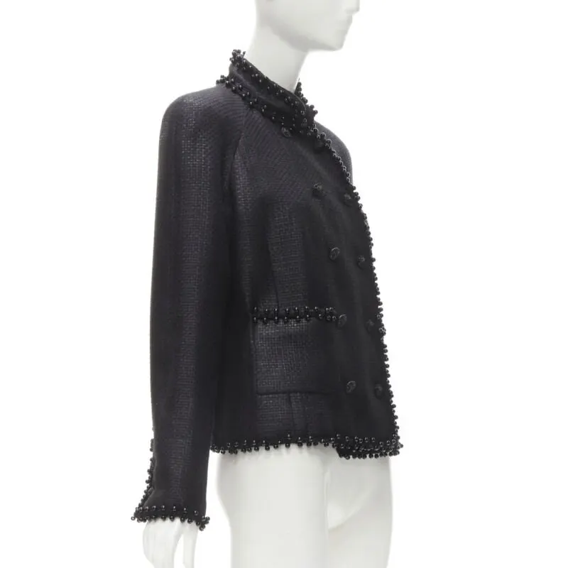 Chanel Lacquered Tweed Lion Jacket Black Polyester Never worn - Model View
