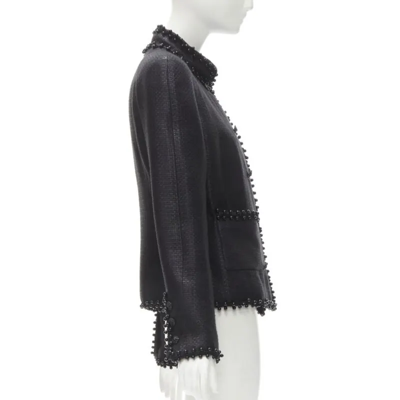 Chanel Lacquered Tweed Lion Jacket Black Polyester Never worn - Box View