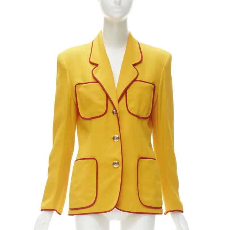 Moschino Yellow Trim Blazer Yellow Polyester Never worn - Front View