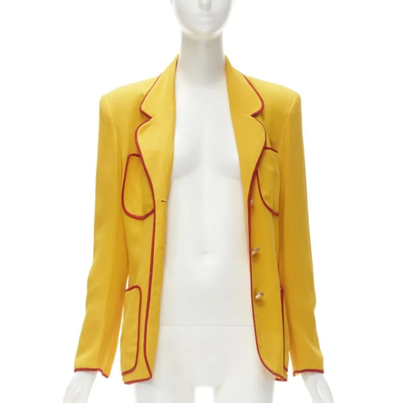 Moschino Yellow Trim Blazer Yellow Polyester Never worn - Inside View