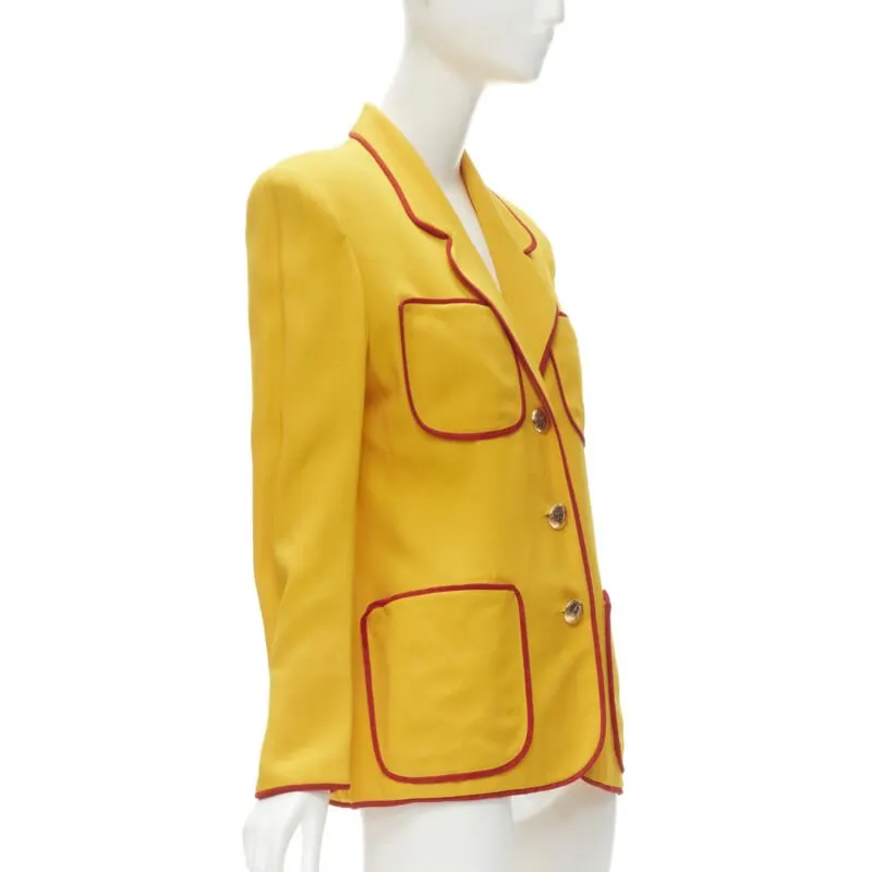 Moschino Yellow Trim Blazer Yellow Polyester Never worn - Model View