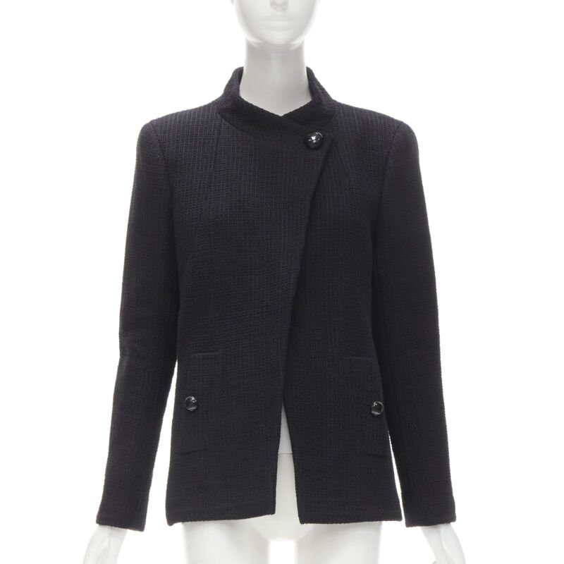 Chanel Black Lattice Wrap Jacket