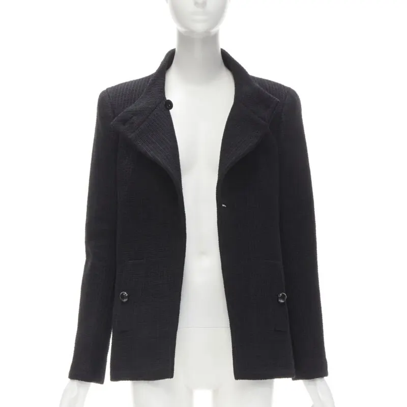 Chanel Black Lattice Wrap Jacket Black Cotton Never worn - Inside View