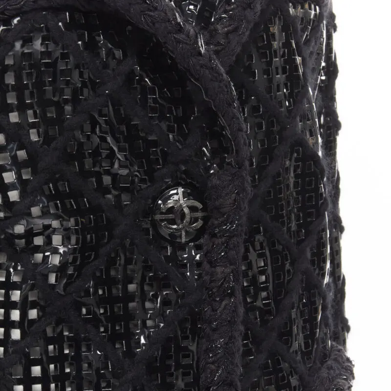 Chanel PVC Braided Tweed Jacket Black Polyester Never worn - Back View