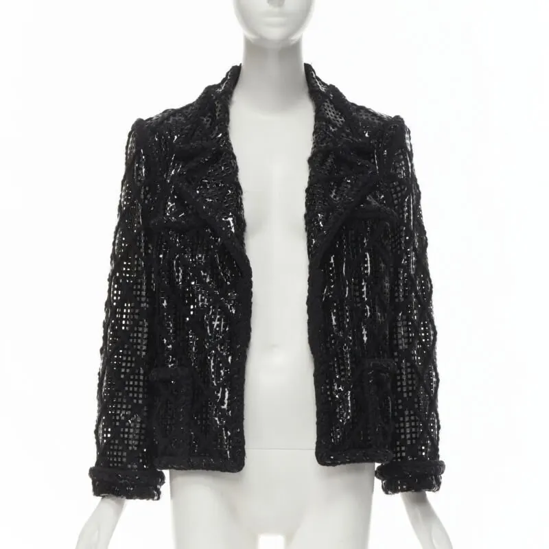 Chanel PVC Braided Tweed Jacket Black Polyester Never worn - Inside View