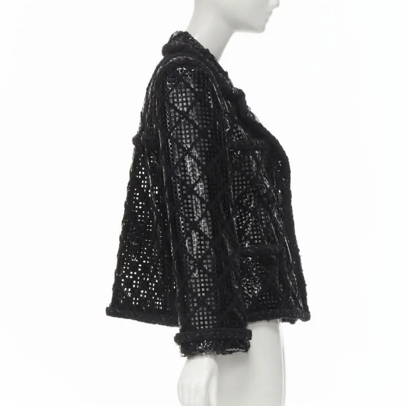 Chanel PVC Braided Tweed Jacket Black Polyester Never worn - Box View