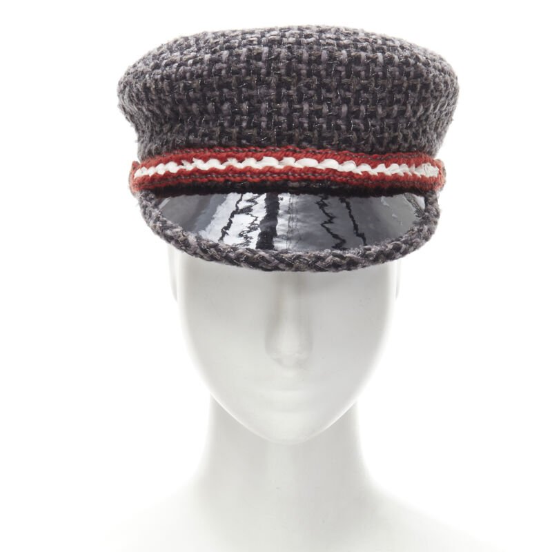 Chanel Grey Tweed Sailor Hat - Back view