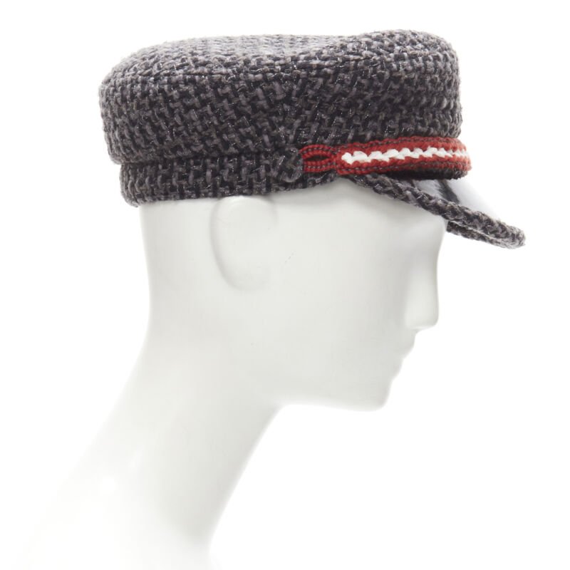 Chanel Grey Tweed Sailor Hat - Image 6