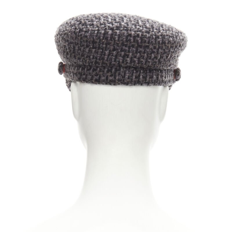Chanel Grey Tweed Sailor Hat - 4
