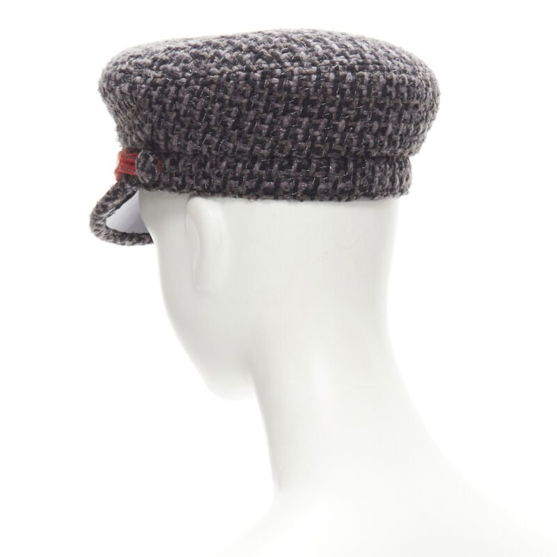 Chanel Grey Tweed Sailor Hat - Side view