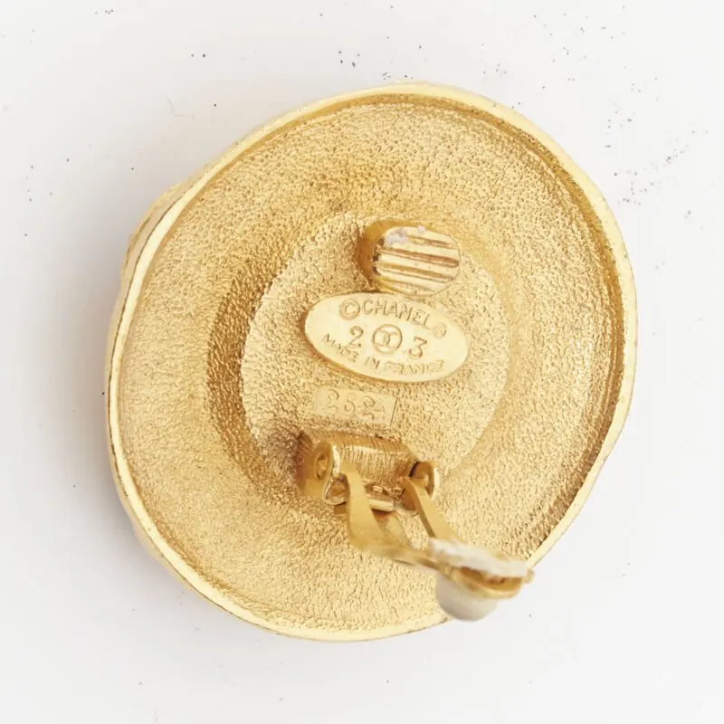 Chanel Gripoix Pearl Earrings Gold Metal Very good - Box View