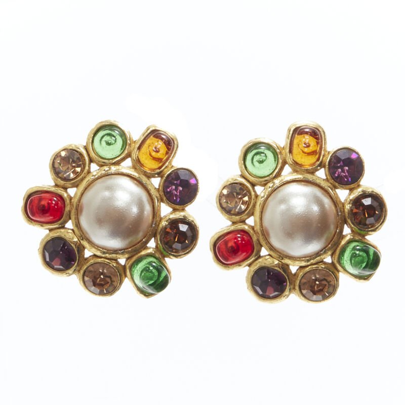 Chanel Gripoix Gold Earrings