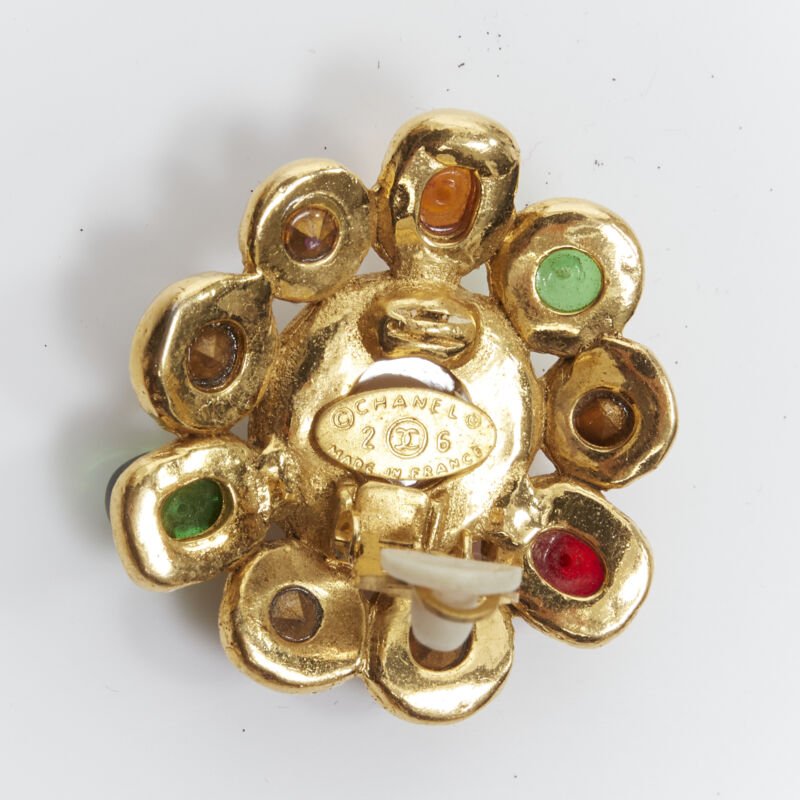 Chanel Gripoix Gold Earrings - Side view