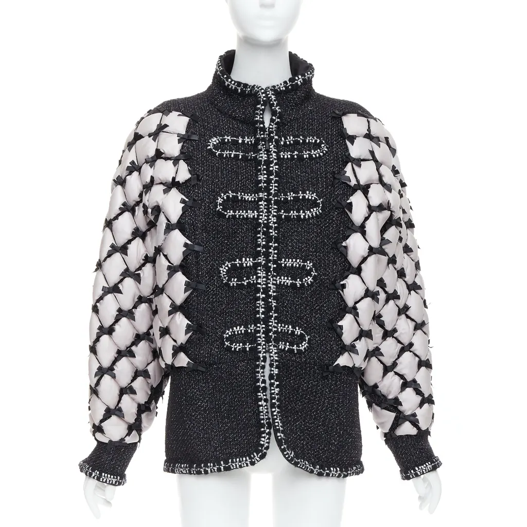 Chanel Quilted Trompe Jacket Black Polyamide Never worn - Front View