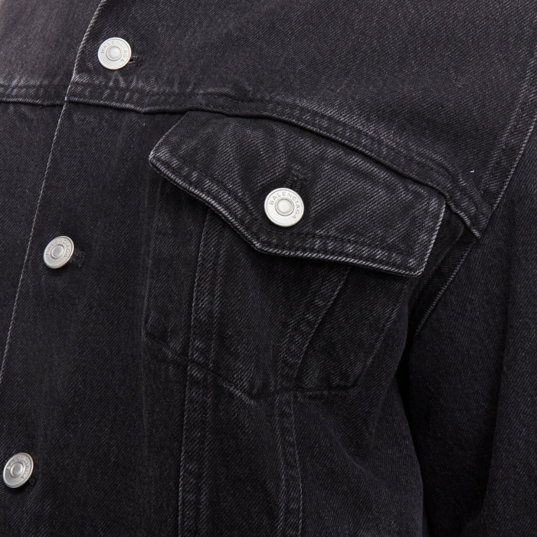 Balenciaga Grey Washed Denim Jacket - Back view