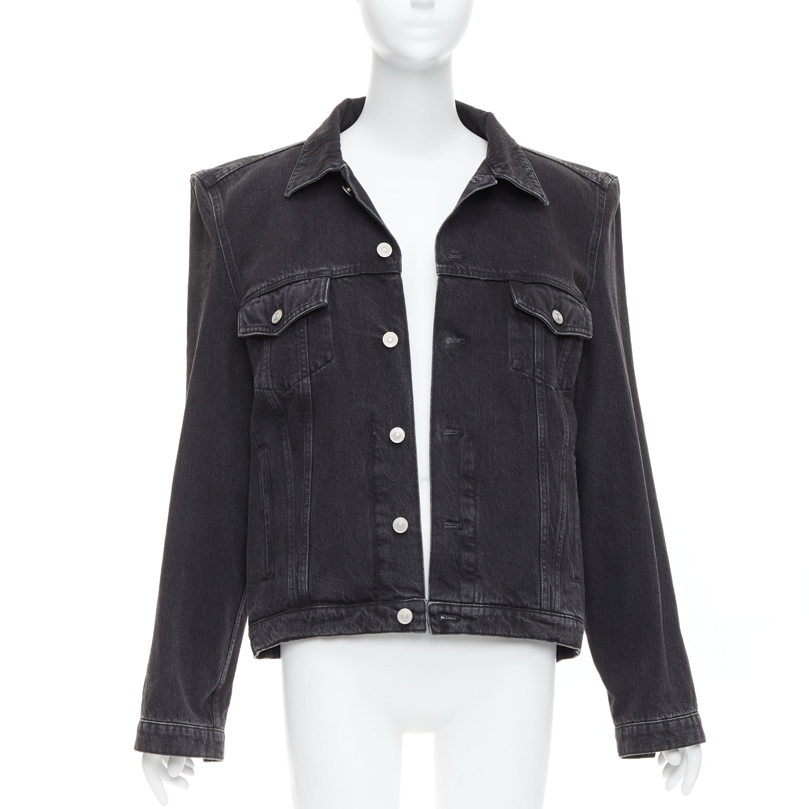 Balenciaga Grey Washed Denim Jacket - Image 6