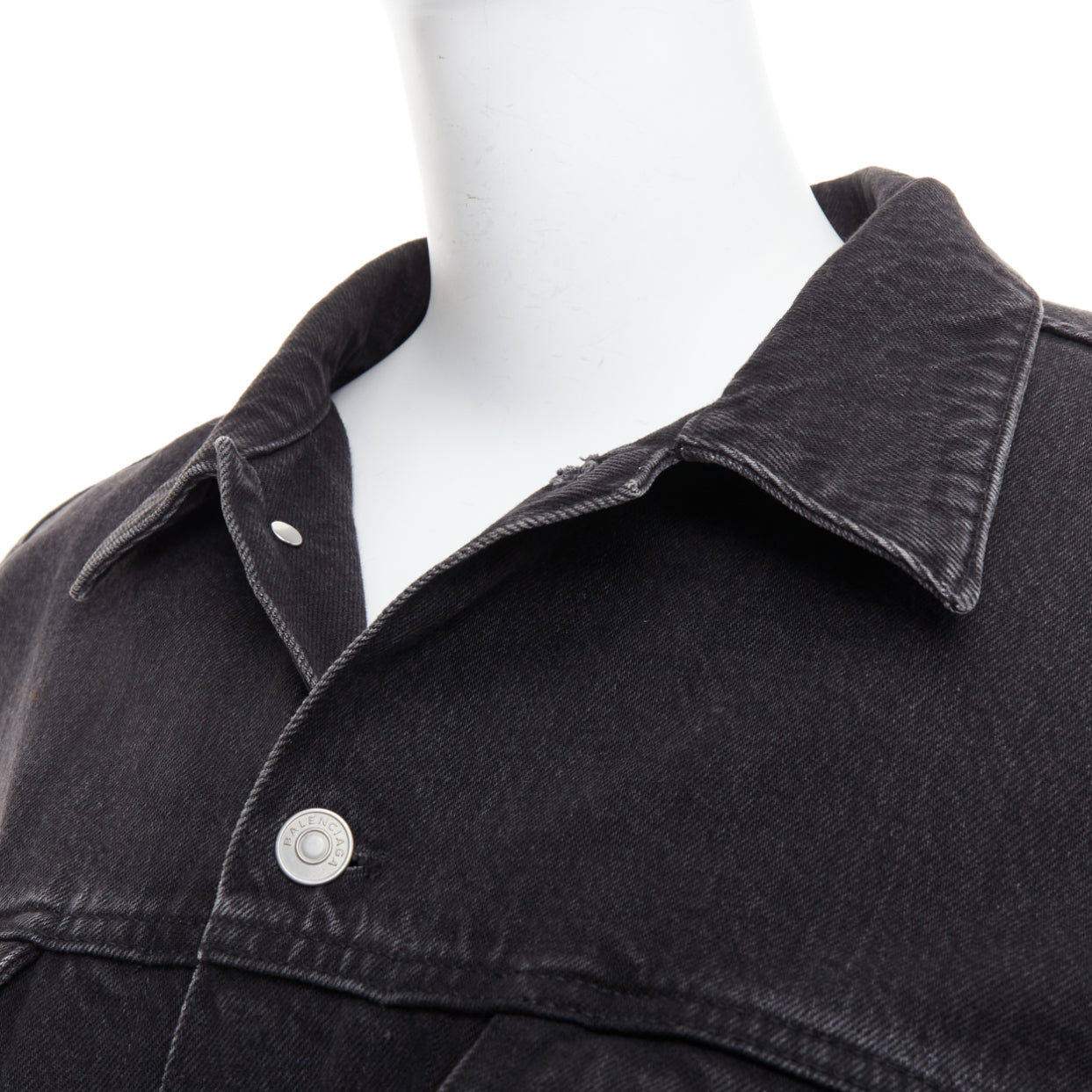 Balenciaga Grey Washed Denim Jacket - Image 10