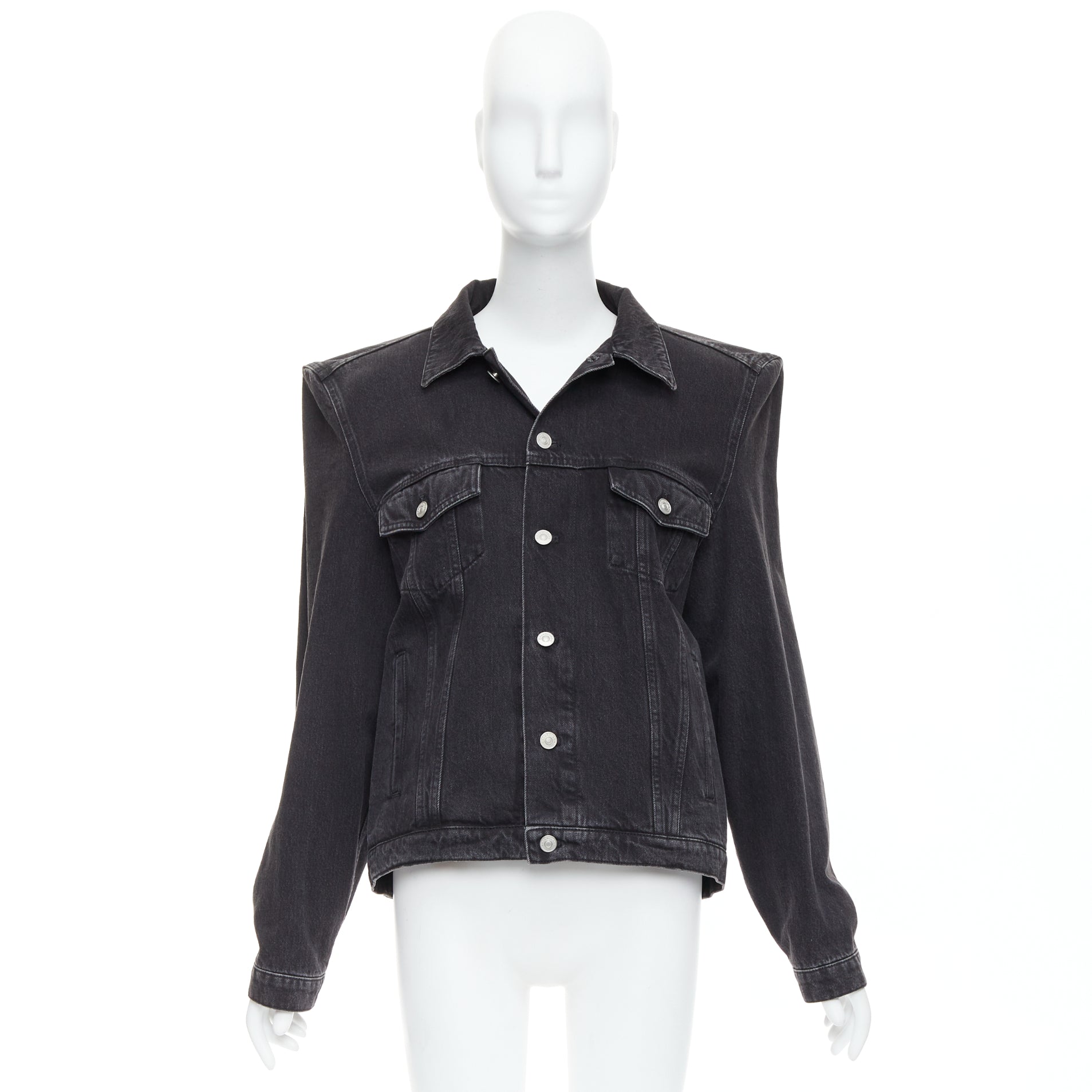 Balenciaga Grey Washed Denim Jacket - Image 13