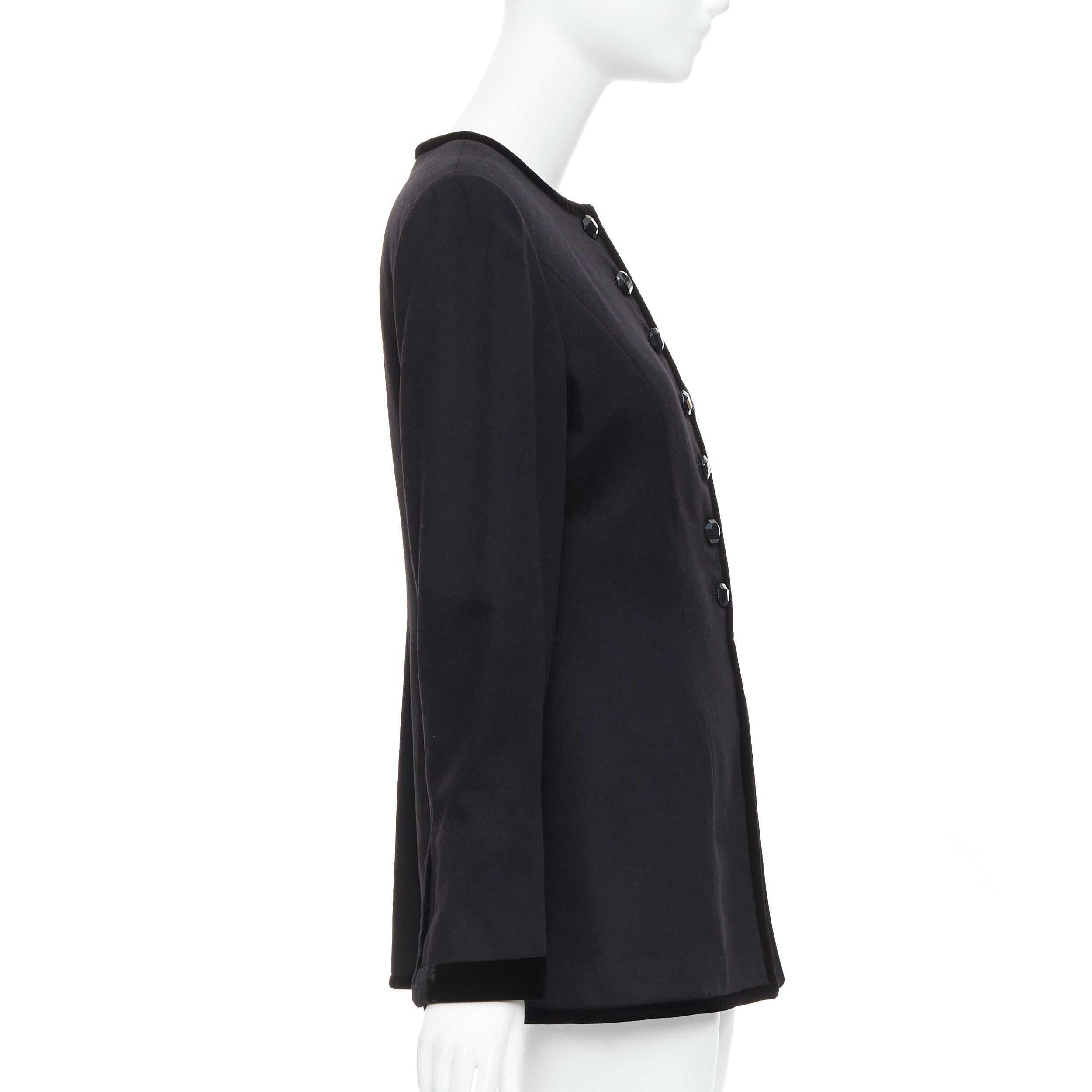 Valentino Garavani Black Wool Velvet Jacket - Side view