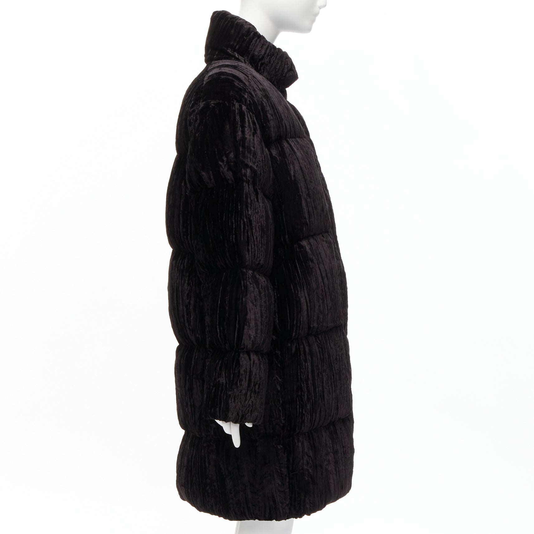 Anais Jourden Black Velvet Puffer Coat - Side view