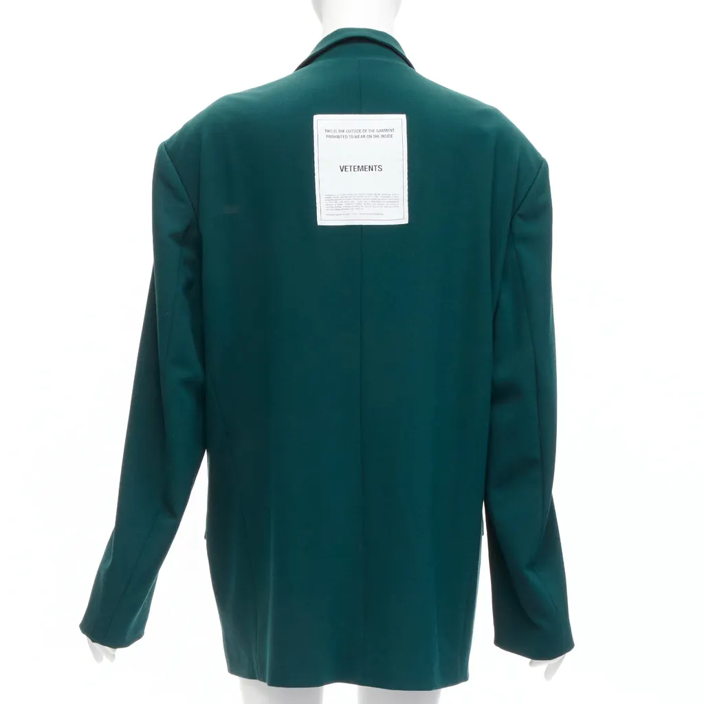 Vetements Logo Patch Blazer Green Polyester Never worn - Front View