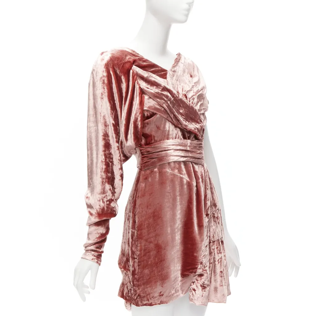 Michael Van Der Ham Velvet Draped Dress Pink Viscose Never worn - Inside View