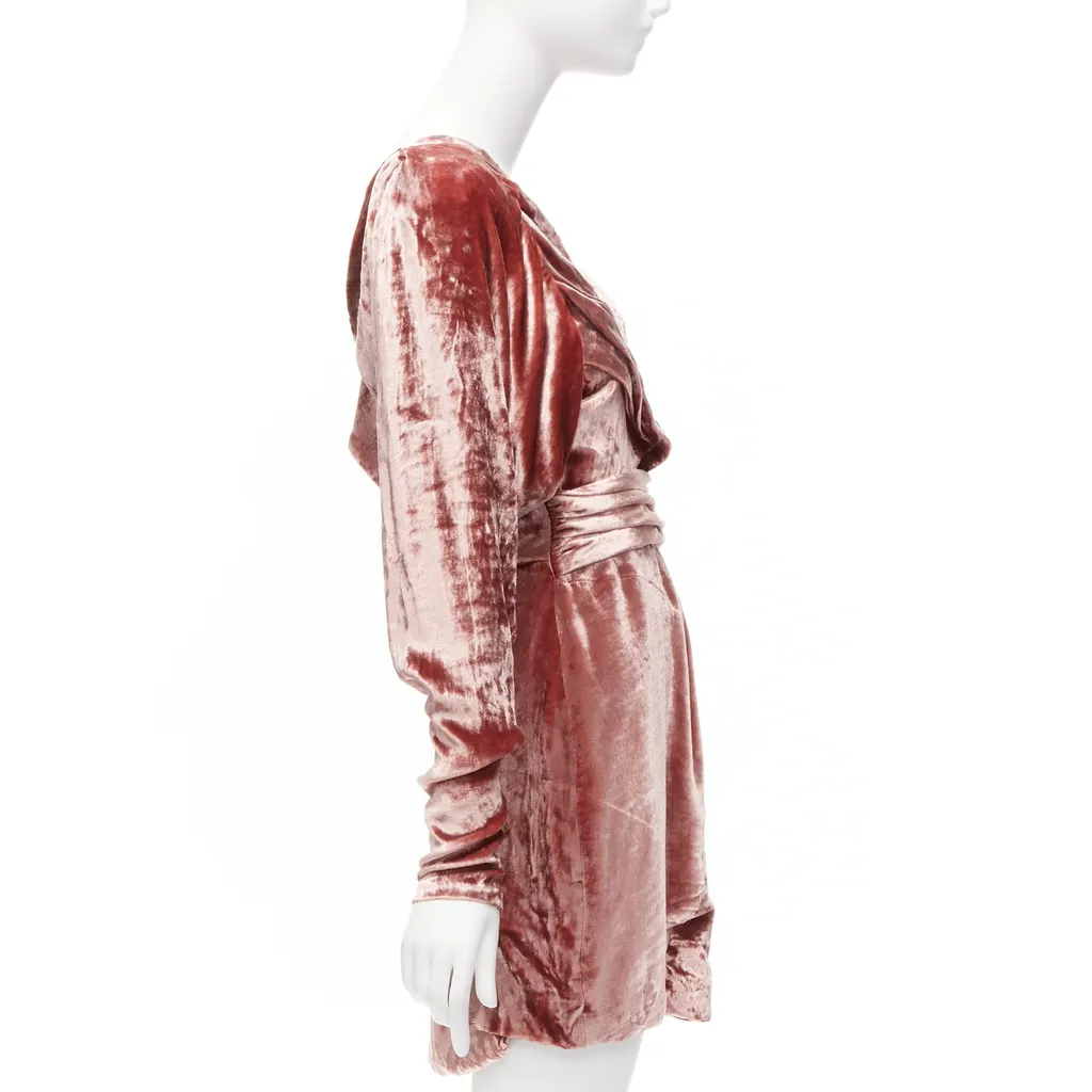 Michael Van Der Ham Velvet Draped Dress Pink Viscose Never worn - Model View