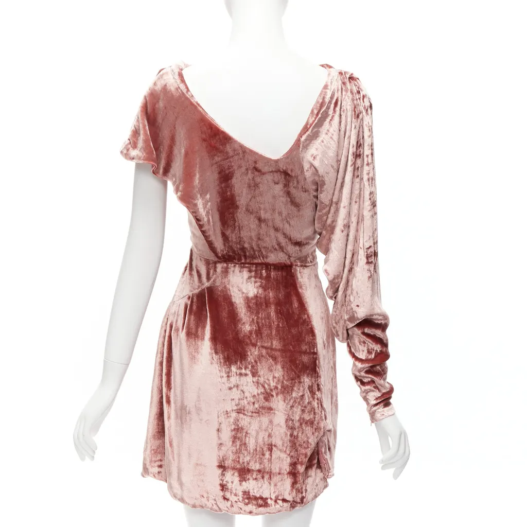 Michael Van Der Ham Velvet Draped Dress Pink Viscose Never worn - Box View