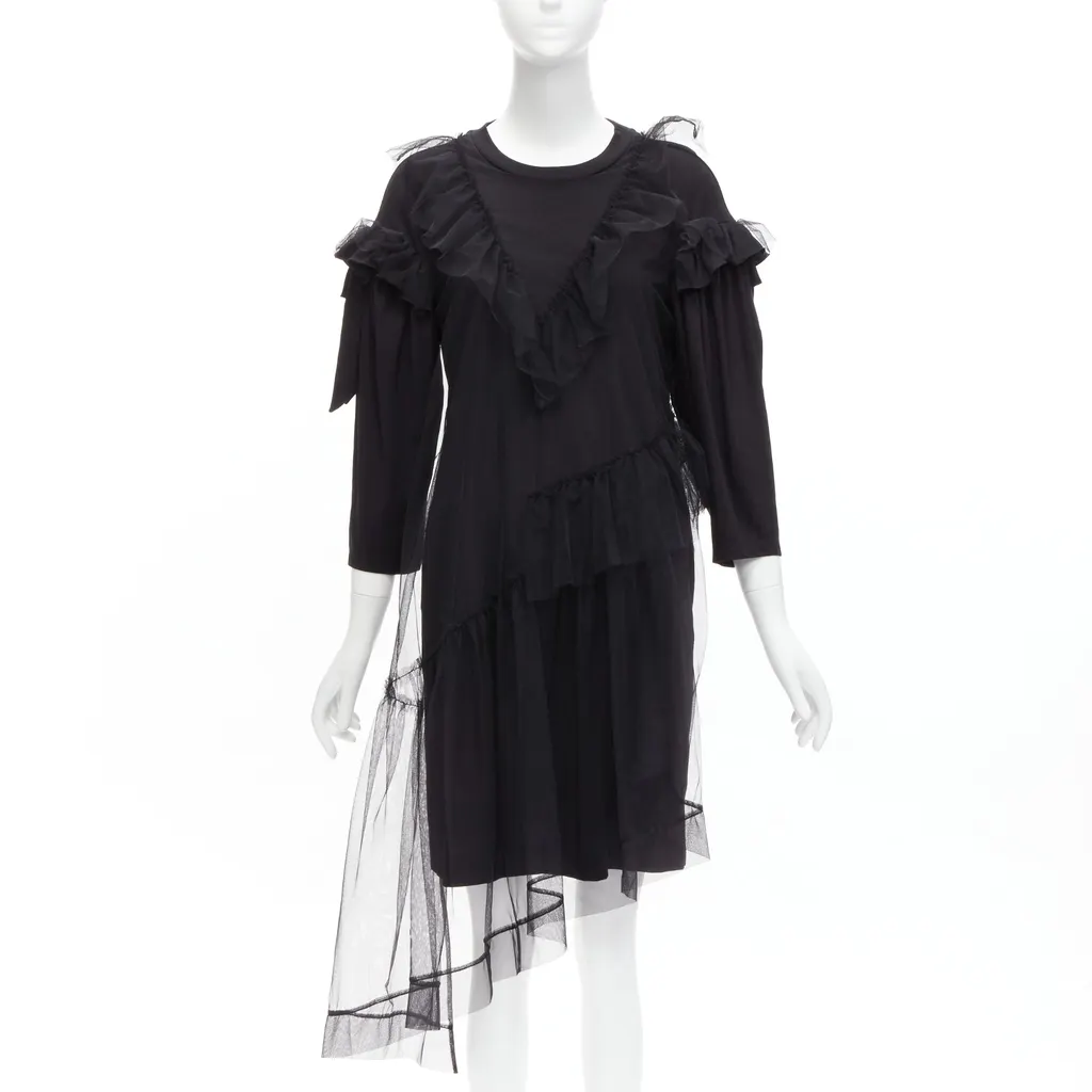 Simone Rocha Tulle Overlay Dress Black Cotton Never worn - Front View