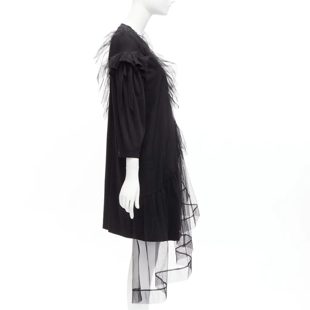 Simone Rocha Tulle Overlay Dress Black Cotton Never worn - Model View
