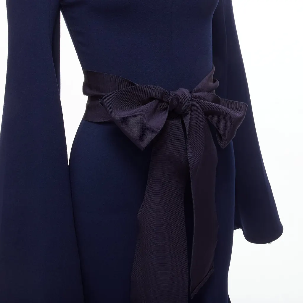 Solace London Asymmetric Crepe Dress Navy Polyester Never worn - Back View