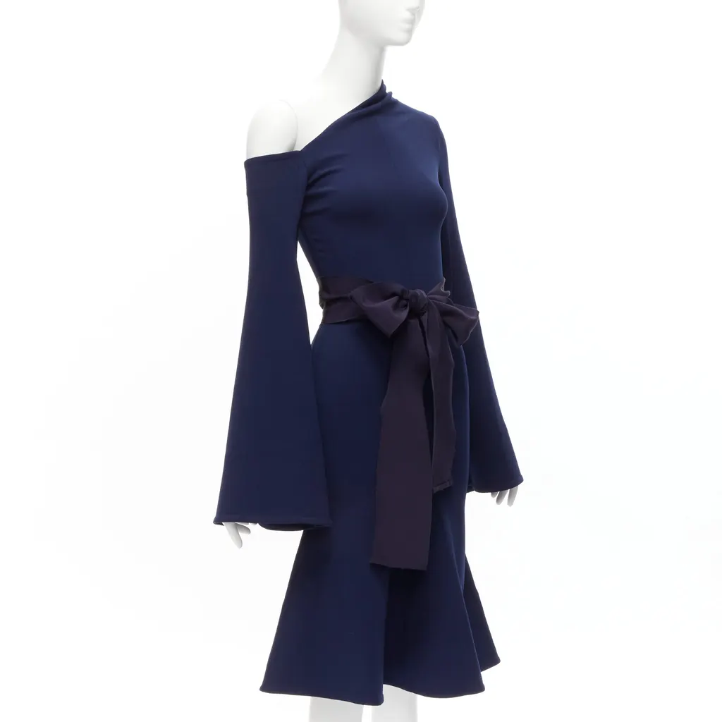 Solace London Asymmetric Crepe Dress Navy Polyester Never worn - Inside View