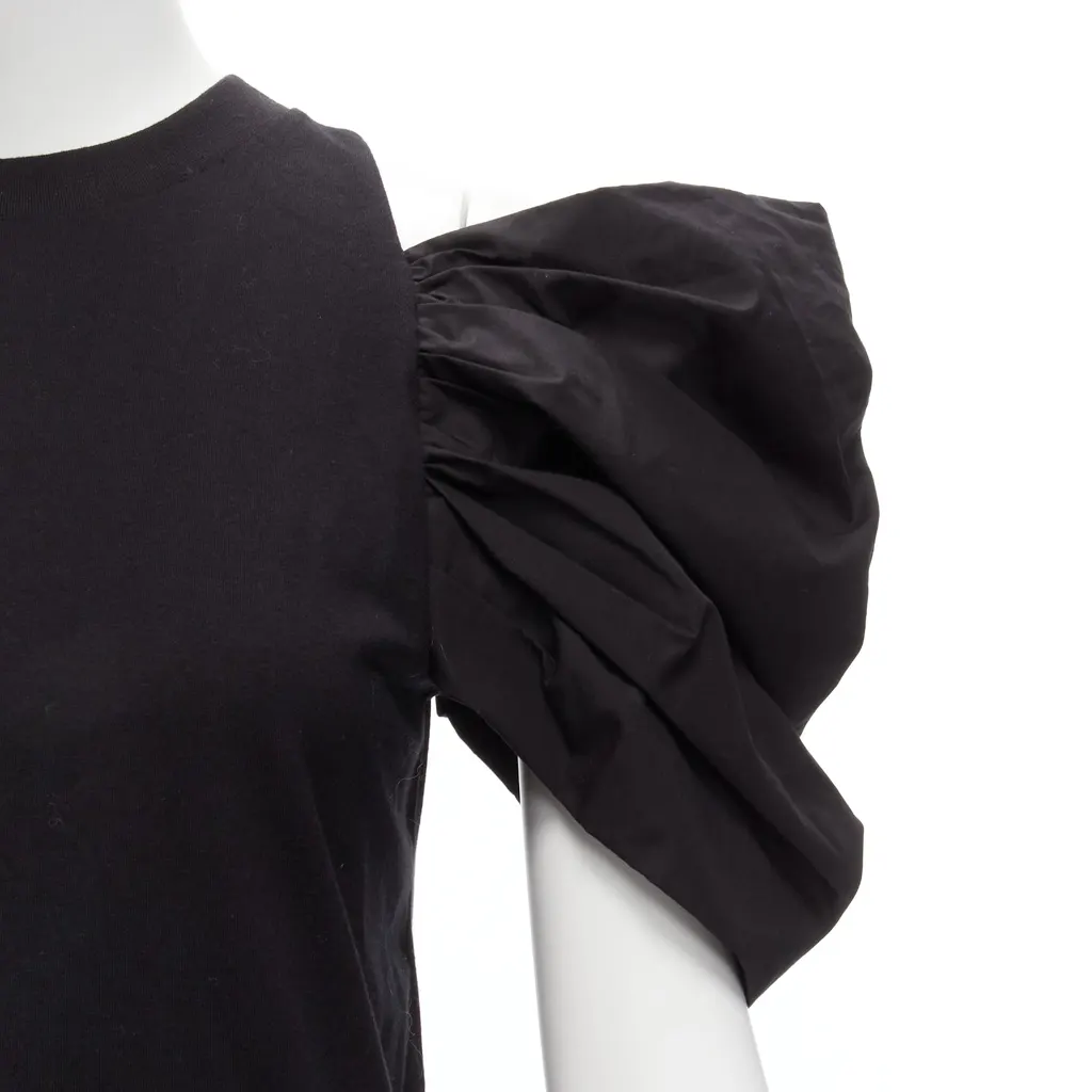 Alexander McQueen Puff Sleeve Top Black Cotton Never worn, with tag - Back View