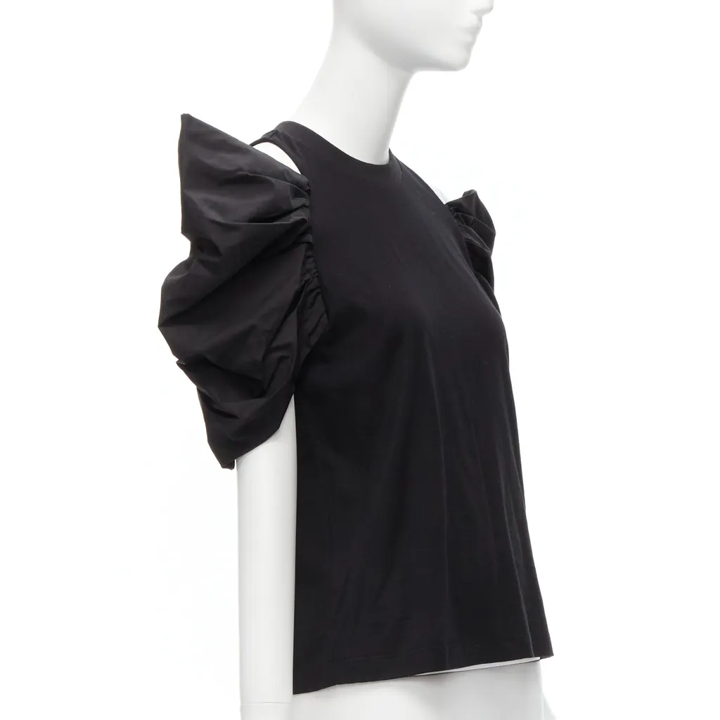 Alexander McQueen Puff Sleeve Top Black Cotton Never worn, with tag - Inside View